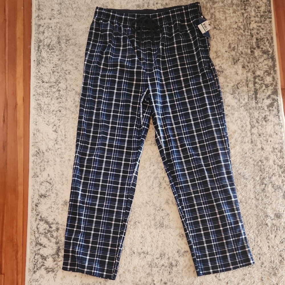 Nautica Men's Navy Plaid Fleece Pajama Pants
